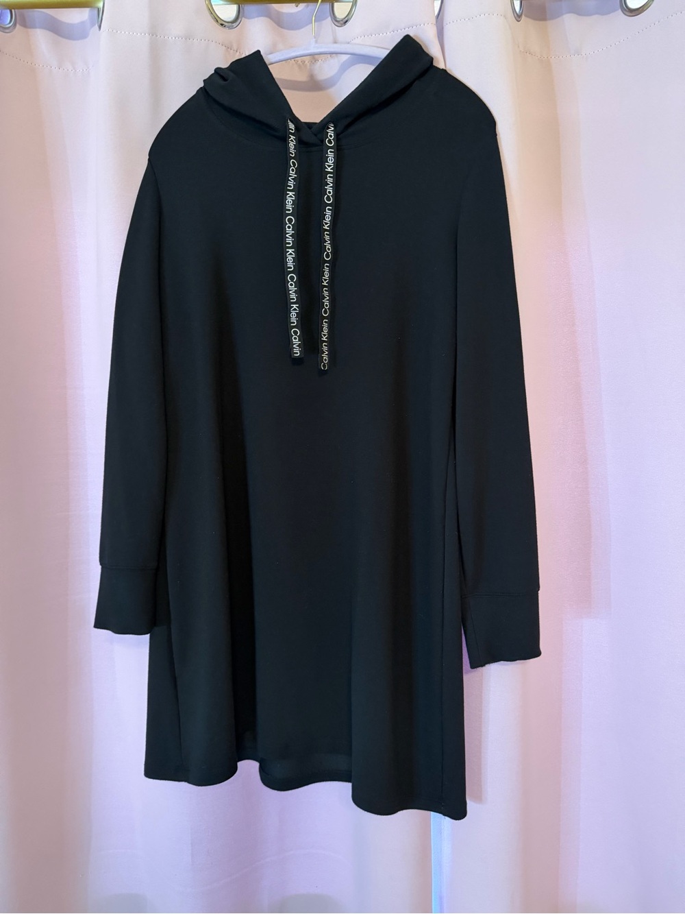Calvin Klein Black Hooded Tunic Sweatshirt XL